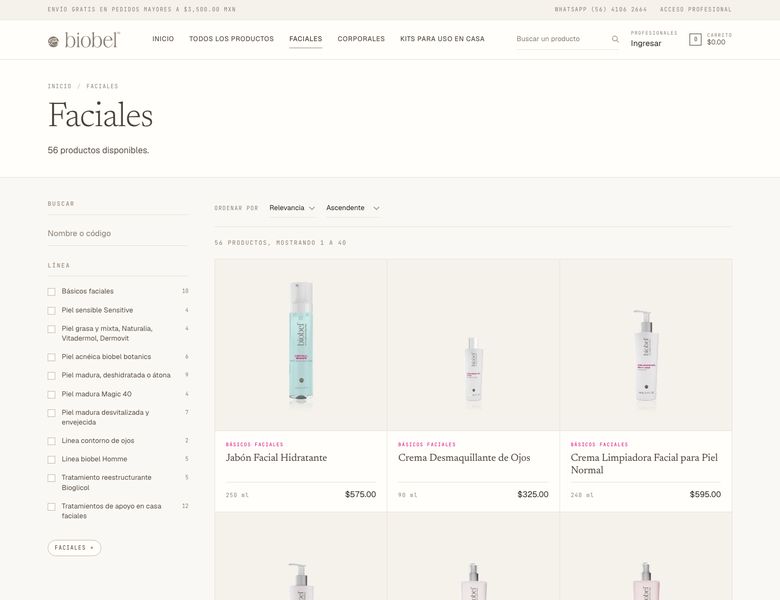 Tienda Biobel, pantalla 2
